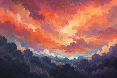 Dramatic Sunrise Clouds in Orange Purple Sky