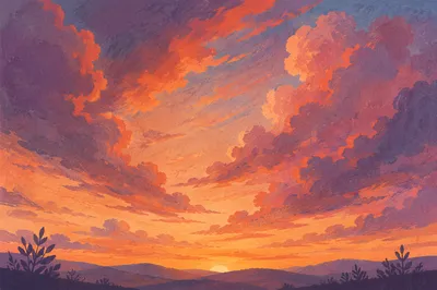 Dramatic Sunrise Clouds in Orange Purple Sky