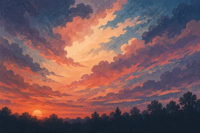 Dramatic Orange Purple Sunrise Sky