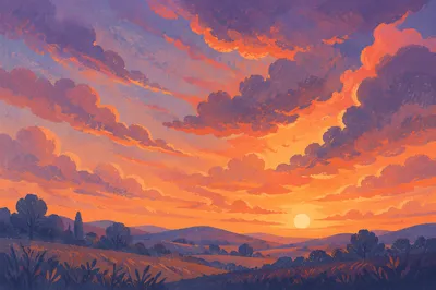Dramatic Orange Purple Sunrise Sky