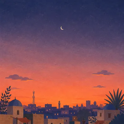 Peaceful Urban Sunset Gradient Sky Background