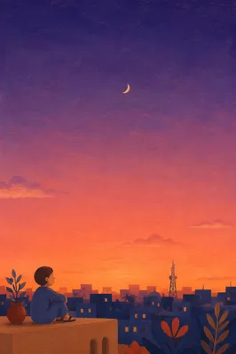 Peaceful Urban Sunset Gradient Sky Background