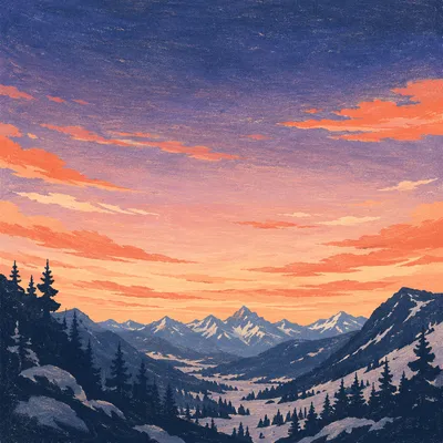 Winter Alpine Sunset Sky Gradient