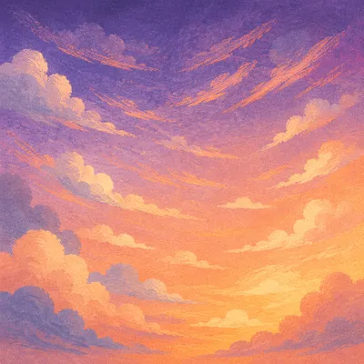 Dreamy Sunset Sky Gradient with Clouds