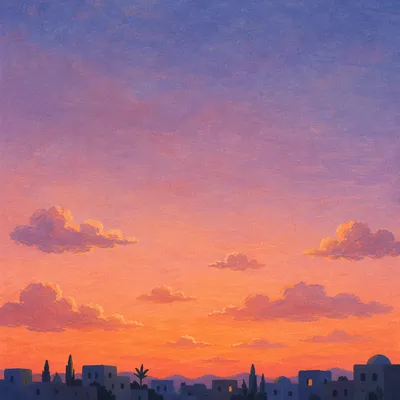 Peaceful Sunset Sky Over Urban Horizon