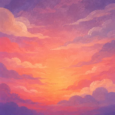 Dreamy Sunset Sky Gradient with Clouds