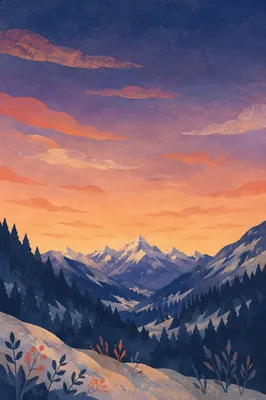Winter Alpine Sunset Sky Gradient