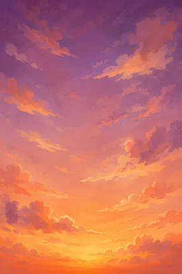 Calm Sunset Sky Gradient with Purple Clouds