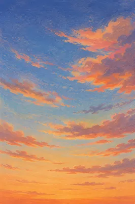 Open Sunset Sky with Wispy Clouds