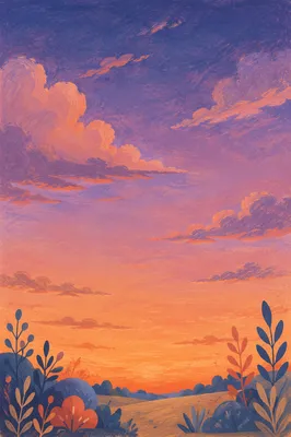 Peaceful Sunset Sky with Purple Clouds