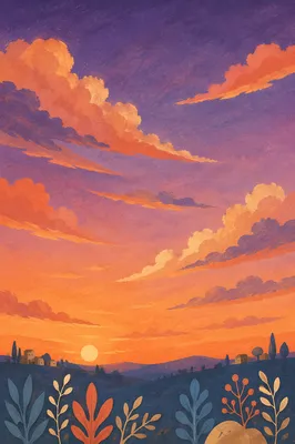 Peaceful Orange Purple Sunset Sky Background