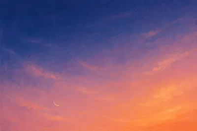 Serene Sunset Sky Gradient with Crescent Moon