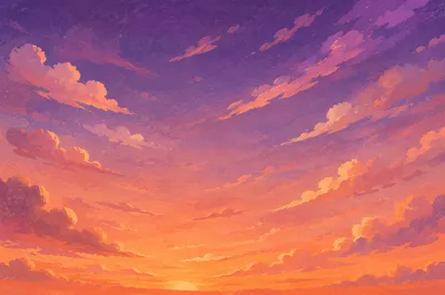 Sunset Sky Gradient with Purple Clouds