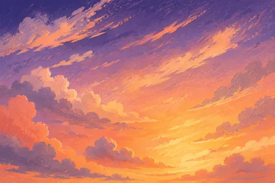 Dreamy Sunset Sky Gradient with Clouds