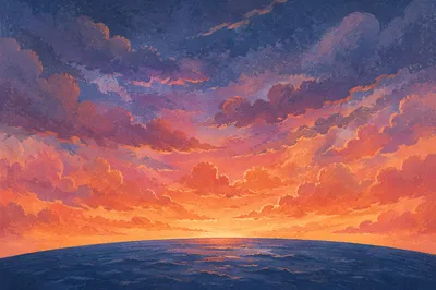 Orange Purple Sunset Seascape Background