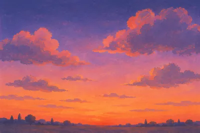 Peaceful Sunset Sky Gradient with Glowing Clouds