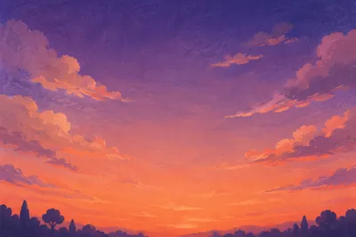 Peaceful Orange Purple Sunset Sky Background