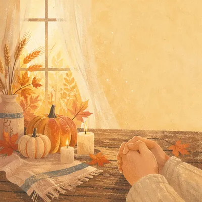 Clasped Hands on Autumn Table