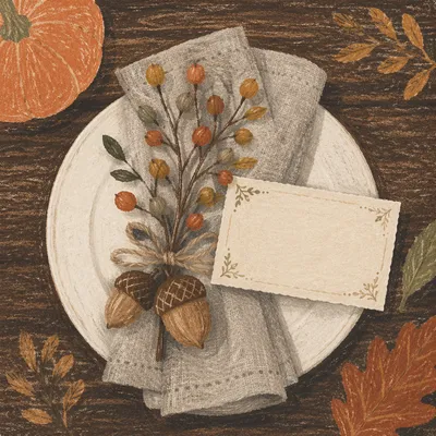 Autumn Thanksgiving Place Setting Flat Lay