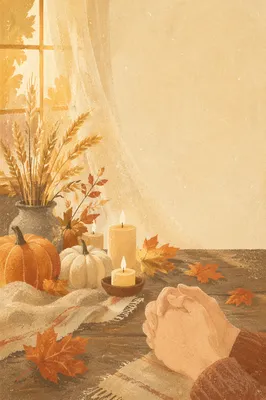Clasped Hands on Autumn Table Setting