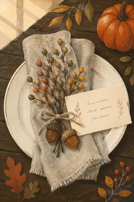 Autumn Place Setting on Rustic Wood