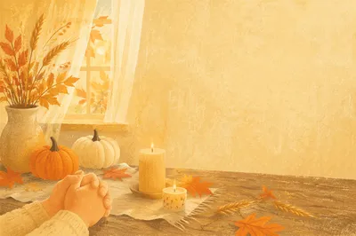 Thanksgiving Autumn Prayer Background with Golden Light
