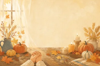 Clasped Hands on Autumn Rustic Table