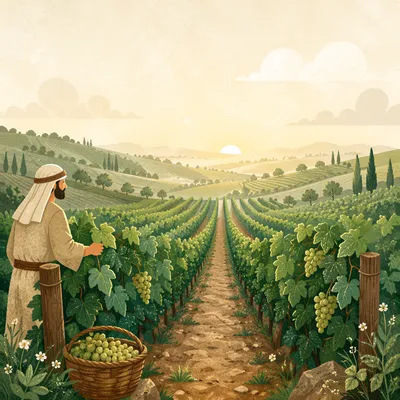 Abundant Green Vineyard Rows at Dawn