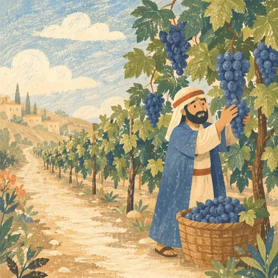 Ripe Purple Grapes in Sunlit Vineyard