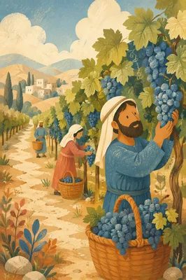 Ripe Purple Grapes in Sunlit Vineyard