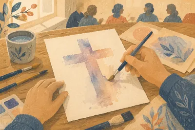 Soft Watercolor Cross Art Gathering