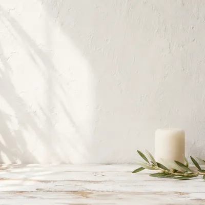 Minimal White Tabletop with Candle Branch