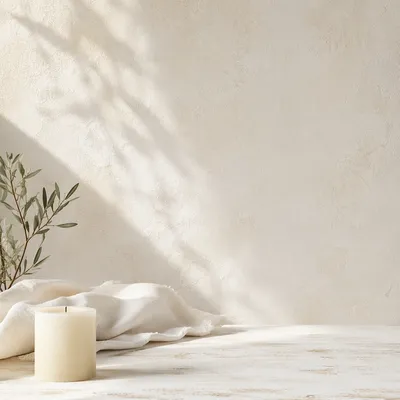 Minimal White Tabletop with Ivory Candle