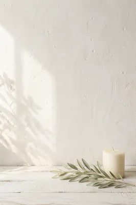 Minimal White Table with Candle