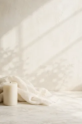 Minimal White Tabletop with Ivory Candle