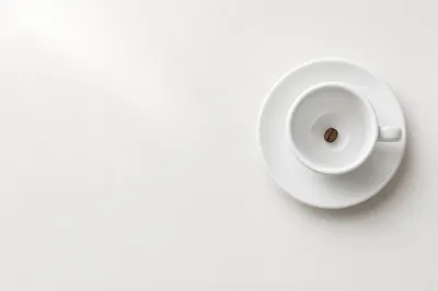 Minimal White Espresso Cup with Coffee Bean