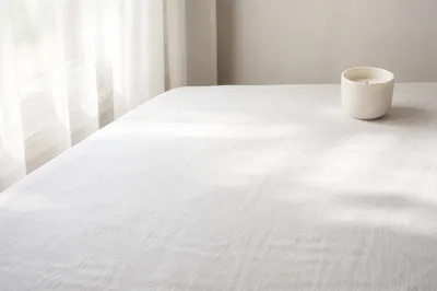 Minimal White Linen Tabletop with Morning Light