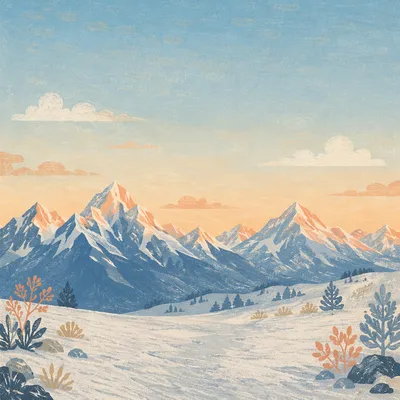 Snowy Alpine Plateau at Sunrise