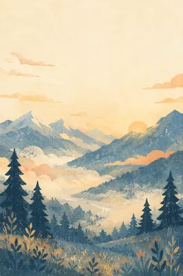 Panoramic Sunrise Over Alpine Mountain Valley