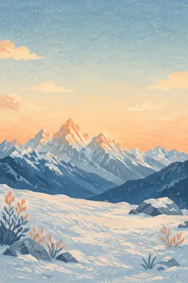 Snowy Alpine Plateau at Sunrise