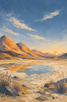 Sunrise Over Desert Mountain Basin