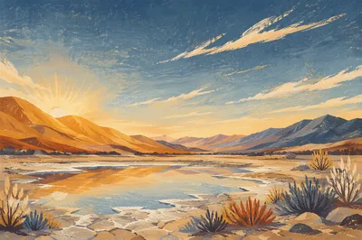 Sunrise Over Desert Mountain Basin