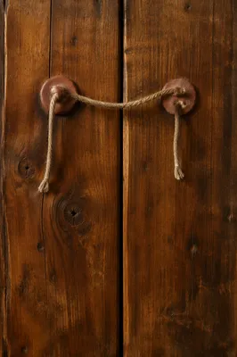 Rustic Wooden Planks with Weathered Twine