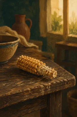 Rustic Wooden Table Background with Corn Accent
