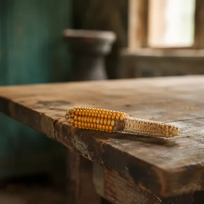 Rustic Wooden Table Texture with Corn Accent