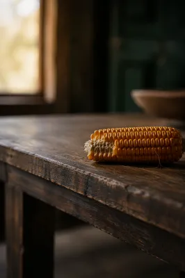 Rustic Wooden Table Texture with Corn