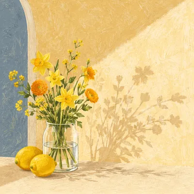 Cheerful Yellow Floral Lemon Background