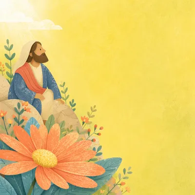 Cheerful Orange Daisy on Yellow Background