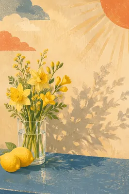 Bright Yellow Lemon Flower Background