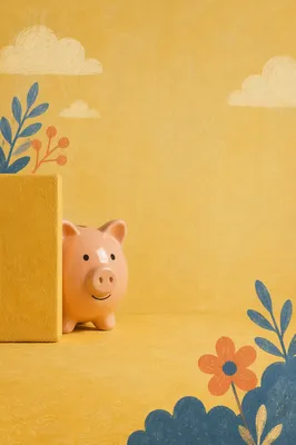 Cheerful Yellow Piggy Bank Background